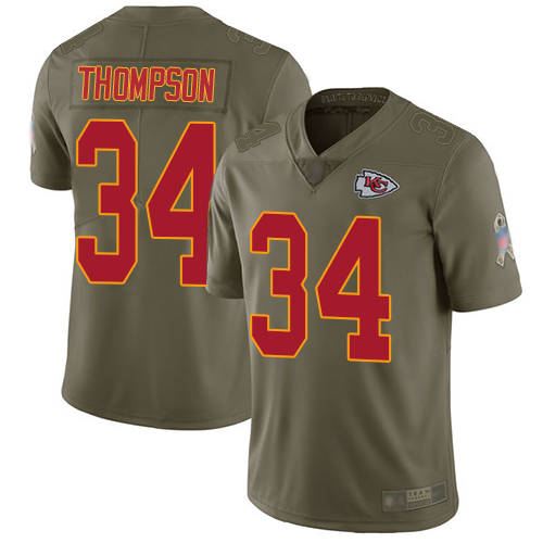 Men Kansas City Chiefs #34 Thompson Darwin Limited Olive 2017 Salute to Service Football Nike NFL Jersey